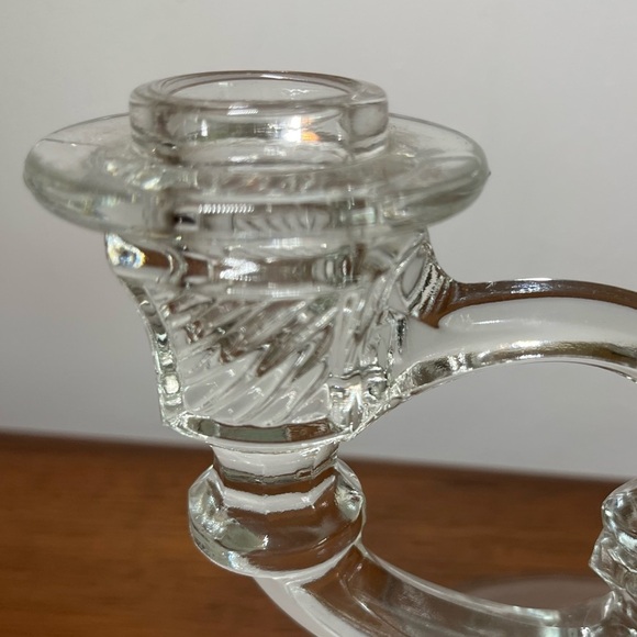 Indiana Glass Etched Double Light Candleholders - Picture 4 of 6